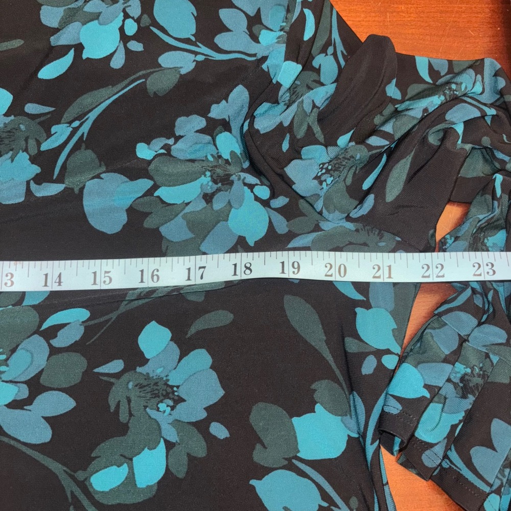 Tommy Hilfiger | Women's 16 | Floral‎ Print 3/4 Sleeve Ruffle Cuff | Cypress - Picture 10 of 12